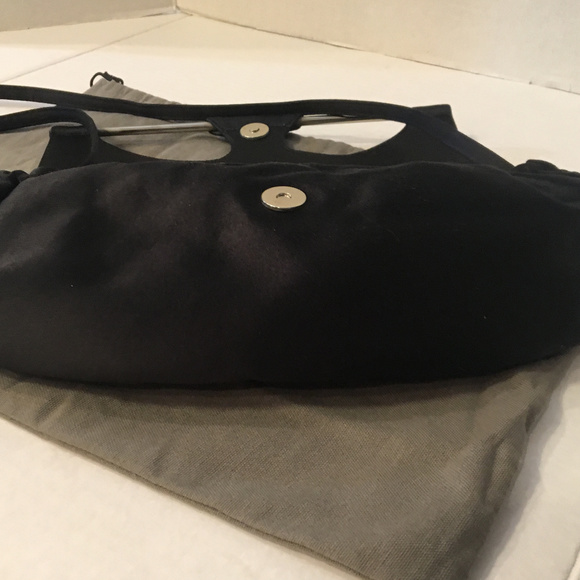 Vintage Pollini Black Satin Clutch Crossbody Purse - Picture 5 of 7